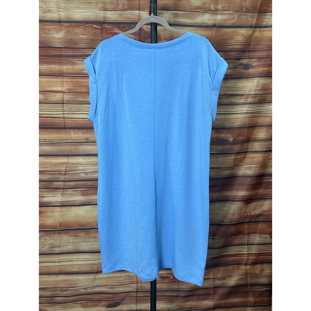 Dear Scarlett Blue Wrinkle Free T-Shirt Dress Cuffed Sleeve TRV-RETREATP 1X - Picture 5 of 7